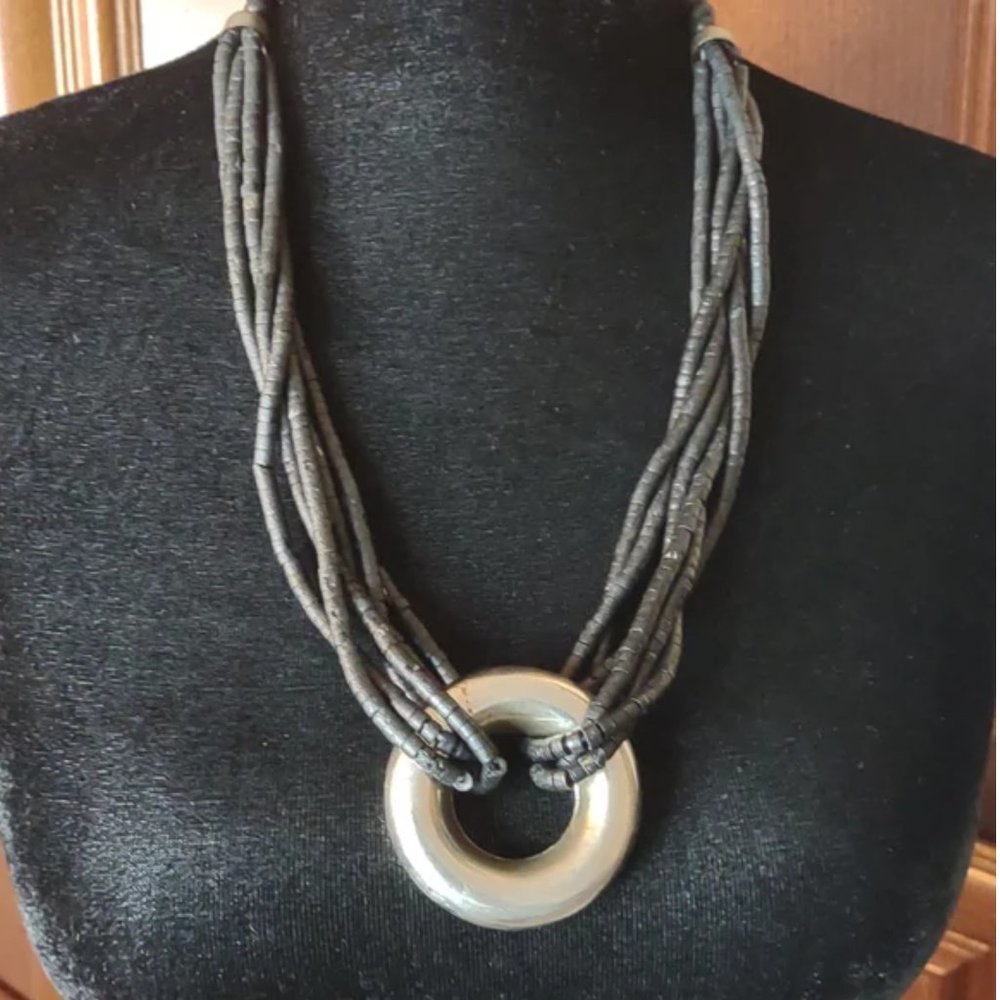 Vintage handmade beaded with silver necklace